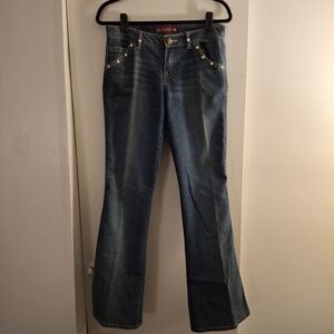 SO Stretch Women's Studded Blue Flare Jeans